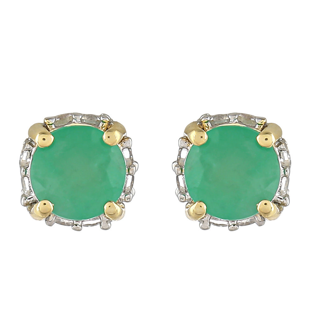 9 Karátos Arany Fülbevaló Brazil Smaragddal és Fehér Topázzal