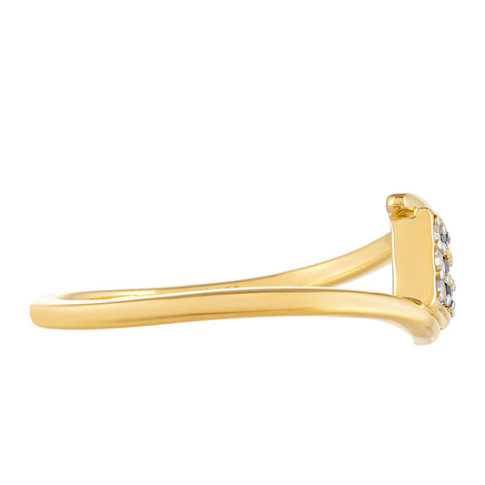 Arannyal Bevont Ezüst Gyűrű Vörös Gyémánttal és Fehér Gyémánttal