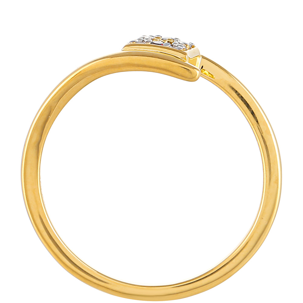 Arannyal Bevont Ezüst Gyűrű Vörös Gyémánttal és Fehér Gyémánttal 4 