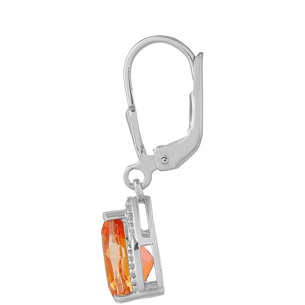 Ezüst Fülbevaló Padparadschai Kvarccal és Fehér Topázzal 2 