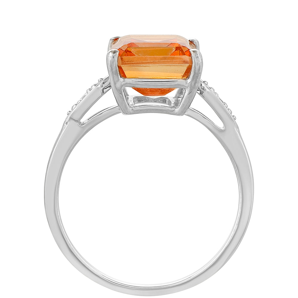 Ezüst Gyűrű Padparadschai Kvarccal és Fehér Topázzal 4 