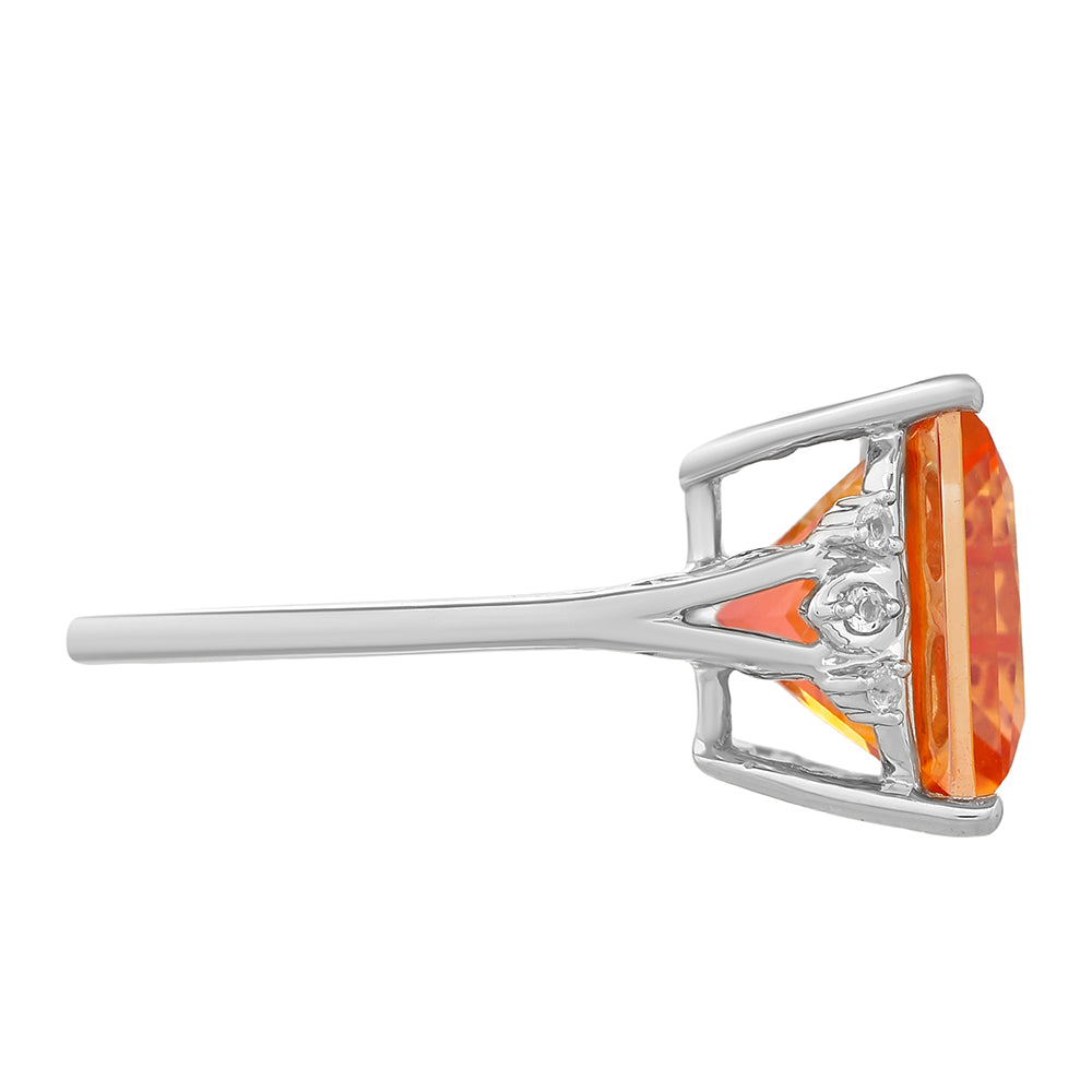 Ezüst Gyűrű Padparadschai Kvarccal és Fehér Topázzal 2 