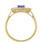 9 Karátos Arany Gyűrű "AAA" Osztályú Tanzanittal és Természetes Cirkónnal