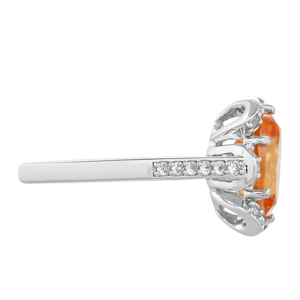 Ezüst Gyűrű Padparadschai Kvarccal és Fehér Topázzal 2 