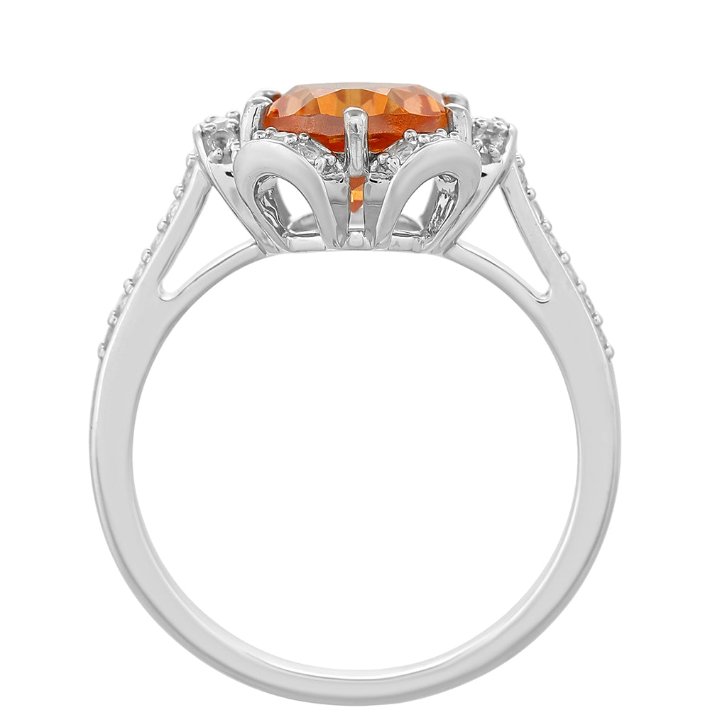 Ezüst Gyűrű Padparadschai Kvarccal és Fehér Topázzal 4 