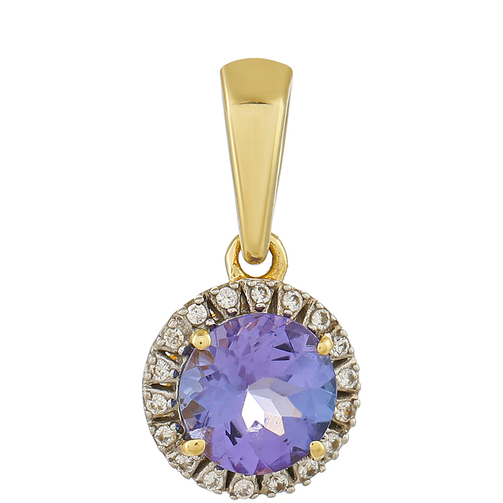 9 Karátos Arany Medál "AAA" Osztályú Tanzanittal és Természetes Cirkónnal