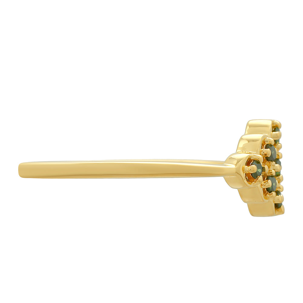 Arannyal Bevont Ezüst Gyűrű Zöld Gyémánttal 2 