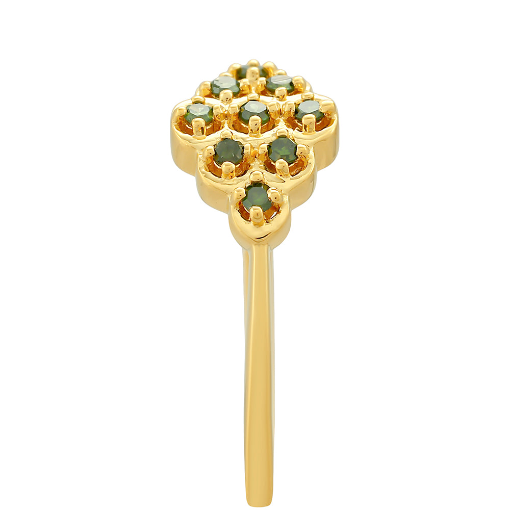 Arannyal Bevont Ezüst Gyűrű Zöld Gyémánttal 3 