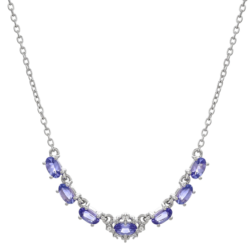 Ezüst Nyaklánc "AAA" Osztályú Tanzanittal és Fehér Topázzal 1 