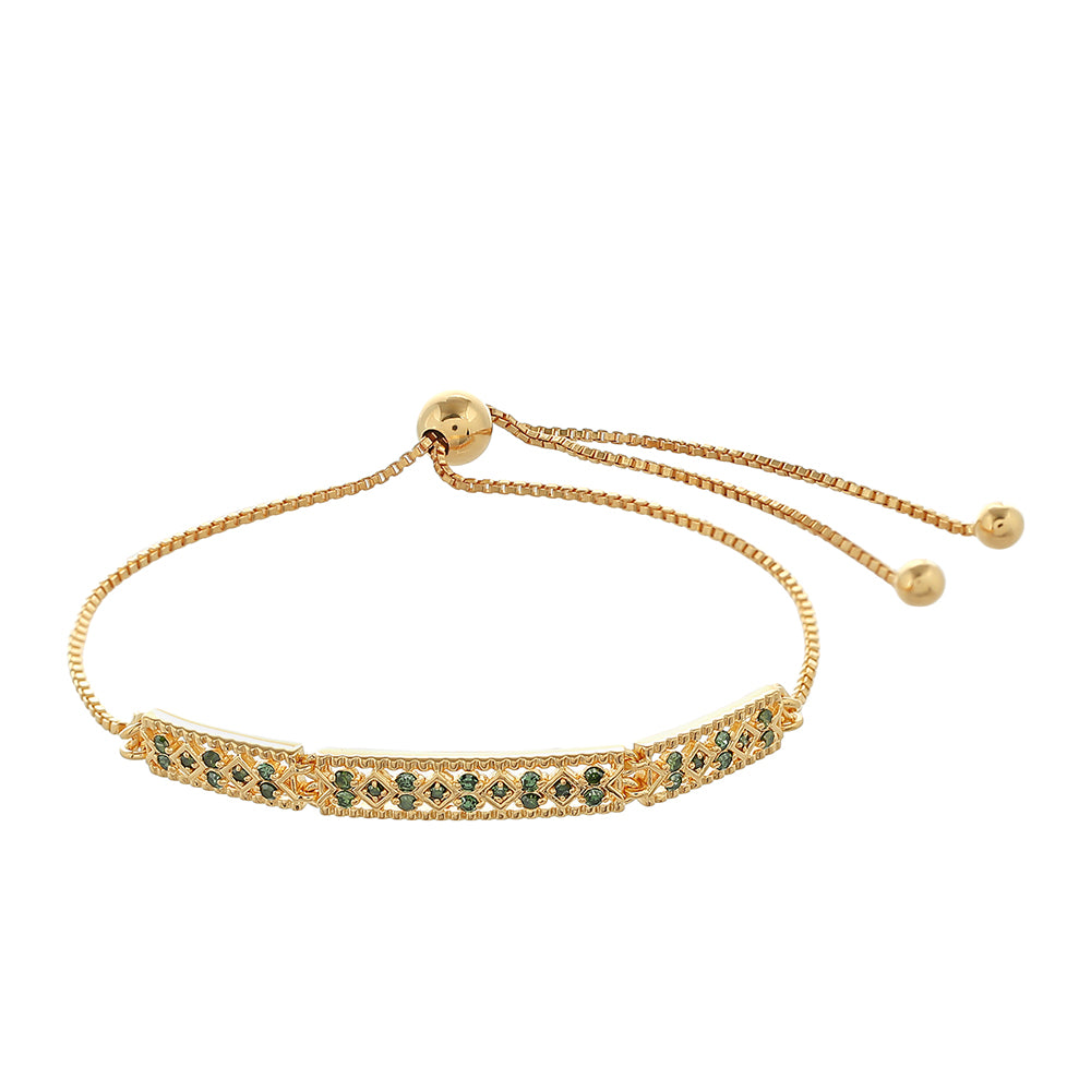 Arannyal Bevont Ezüst Karkötő Zöld Gyémánttal 1 