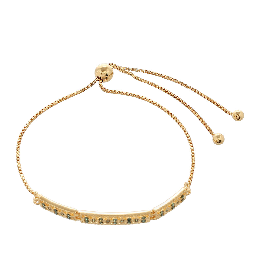 Arannyal Bevont Ezüst Karkötő Zöld Gyémánttal