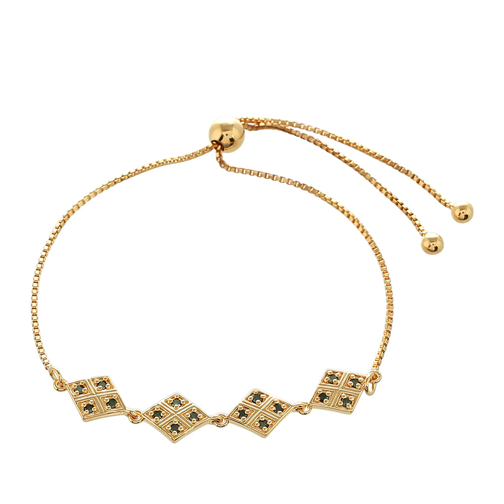 Arannyal Bevont Ezüst Karkötő Zöld Gyémánttal 1 