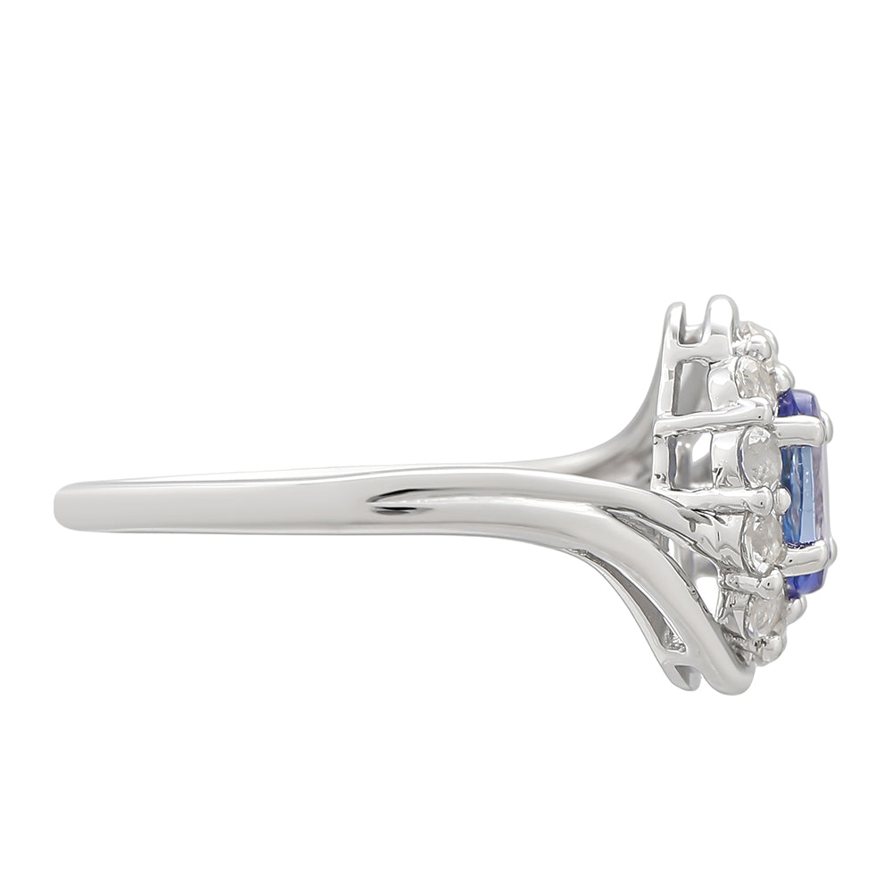 Ezüst Gyűrű "AAA" Osztályú Tanzanittal és Fehér Topázzal