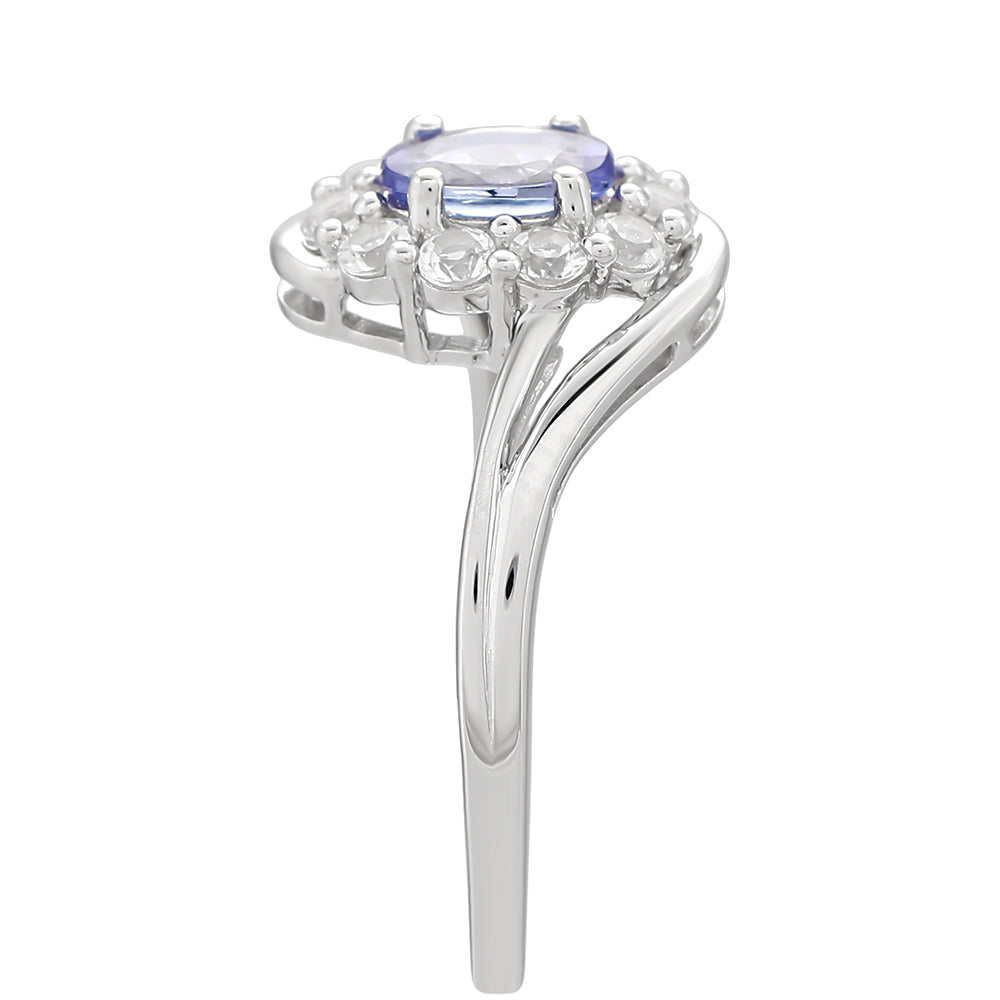 Ezüst Gyűrű "AAA" Osztályú Tanzanittal és Fehér Topázzal 3 