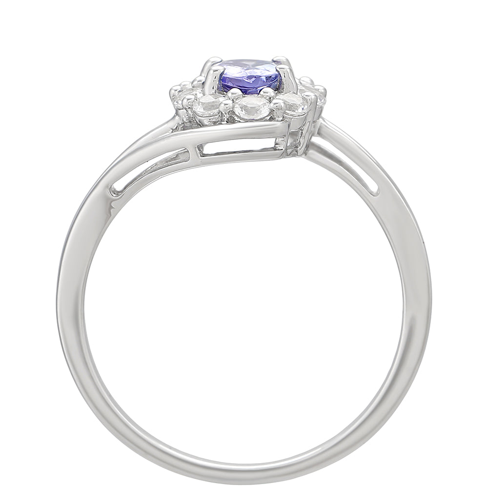Ezüst Gyűrű "AAA" Osztályú Tanzanittal és Fehér Topázzal