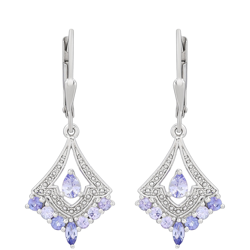 Ezüst Fülbevaló "AAA" Osztályú Tanzanittal 1 