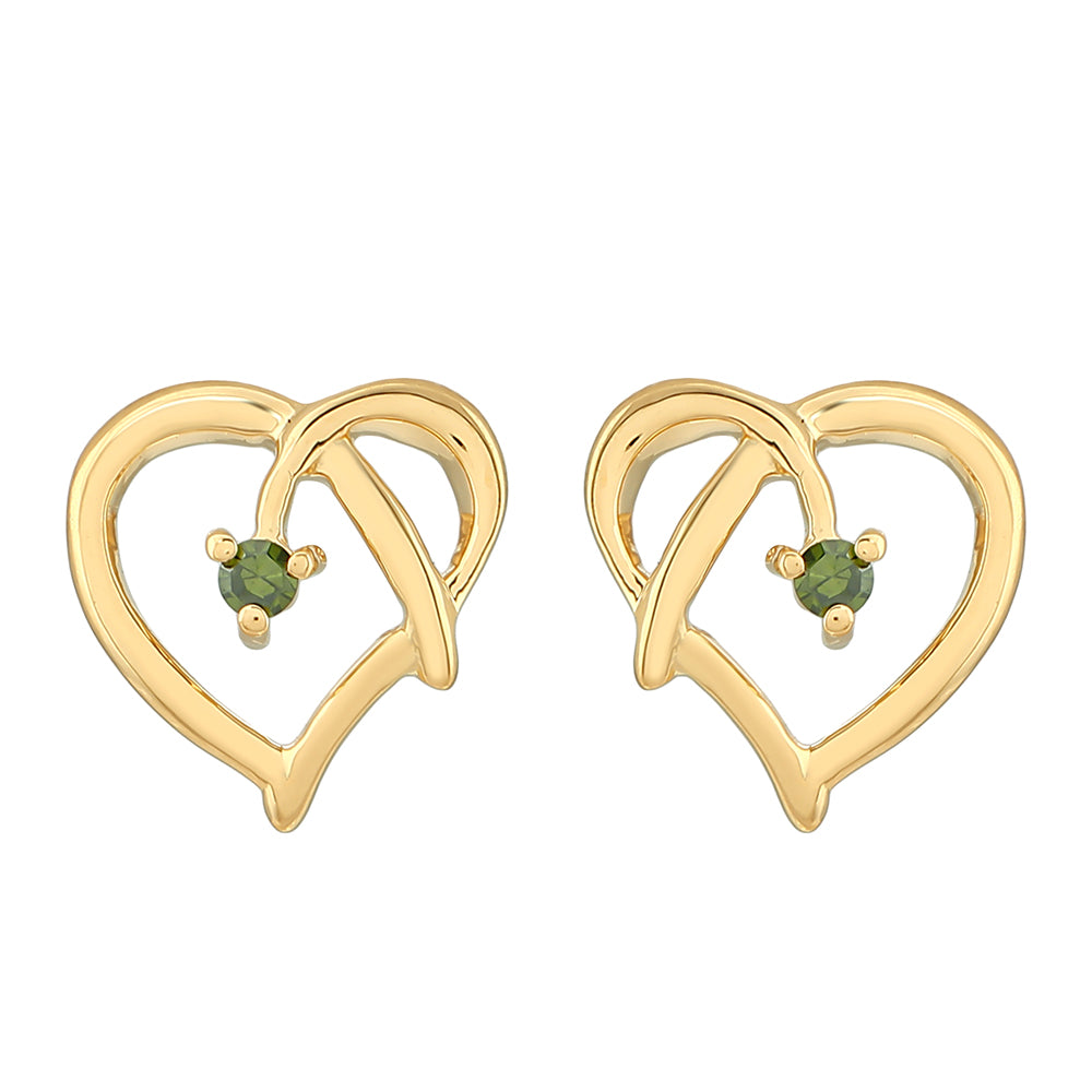 Arannyal Bevont Ezüst Fülbevaló Zöld Gyémánttal