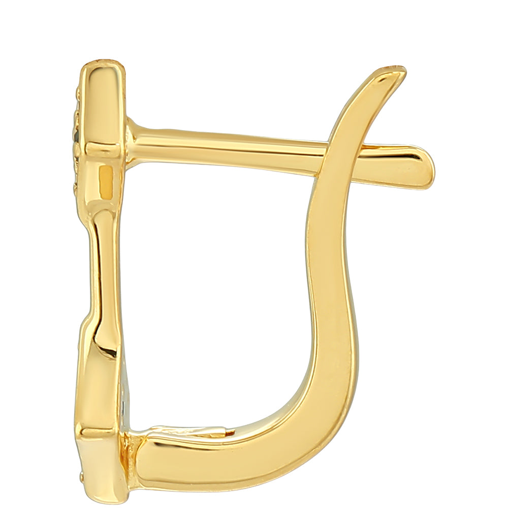 Arannyal Bevont Ezüst Fülbevaló Zöld Gyémánttal 2 