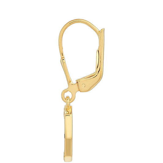 Arannyal Bevont Ezüst Fülbevaló Zöld Gyémánttal