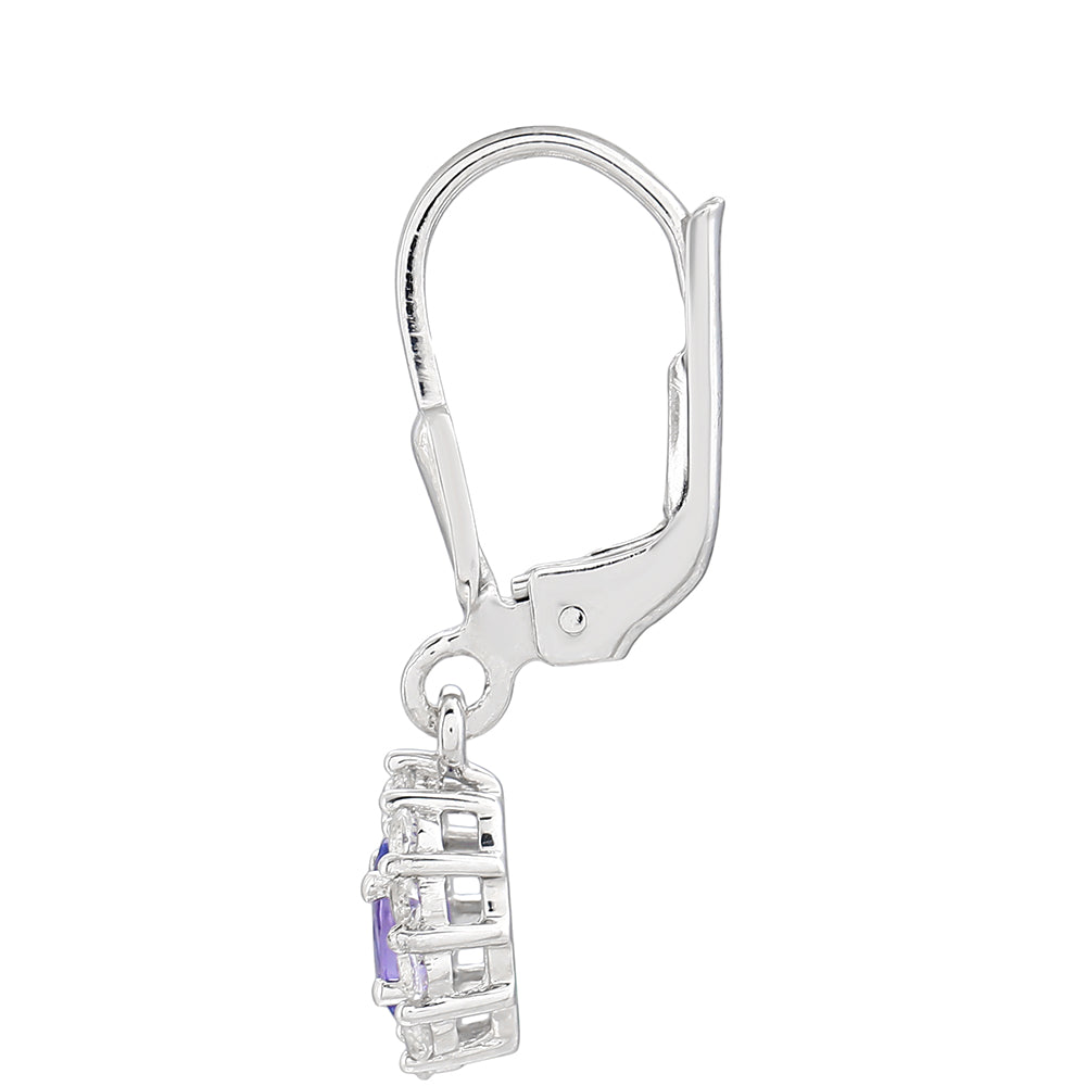 Ezüst Fülbevaló "AAA" Osztályú Tanzanittal és Fehér Topázzal 2 