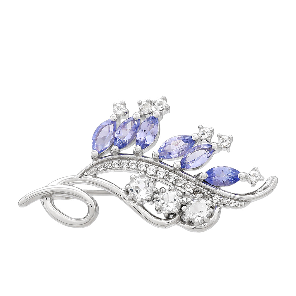 Ezüst Bross "AAA" Osztályú Tanzanittal és Fehér Topázzal 1 