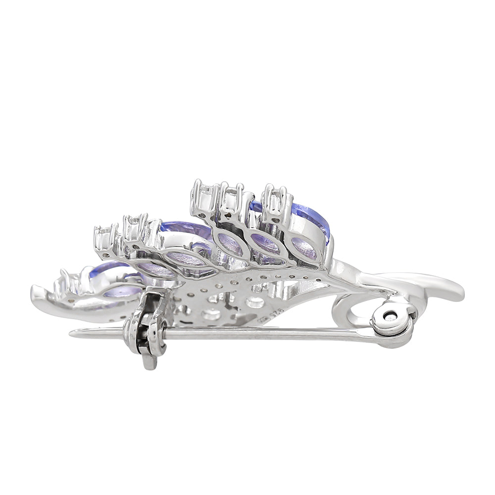 Ezüst Bross "AAA" Osztályú Tanzanittal és Fehér Topázzal 2 