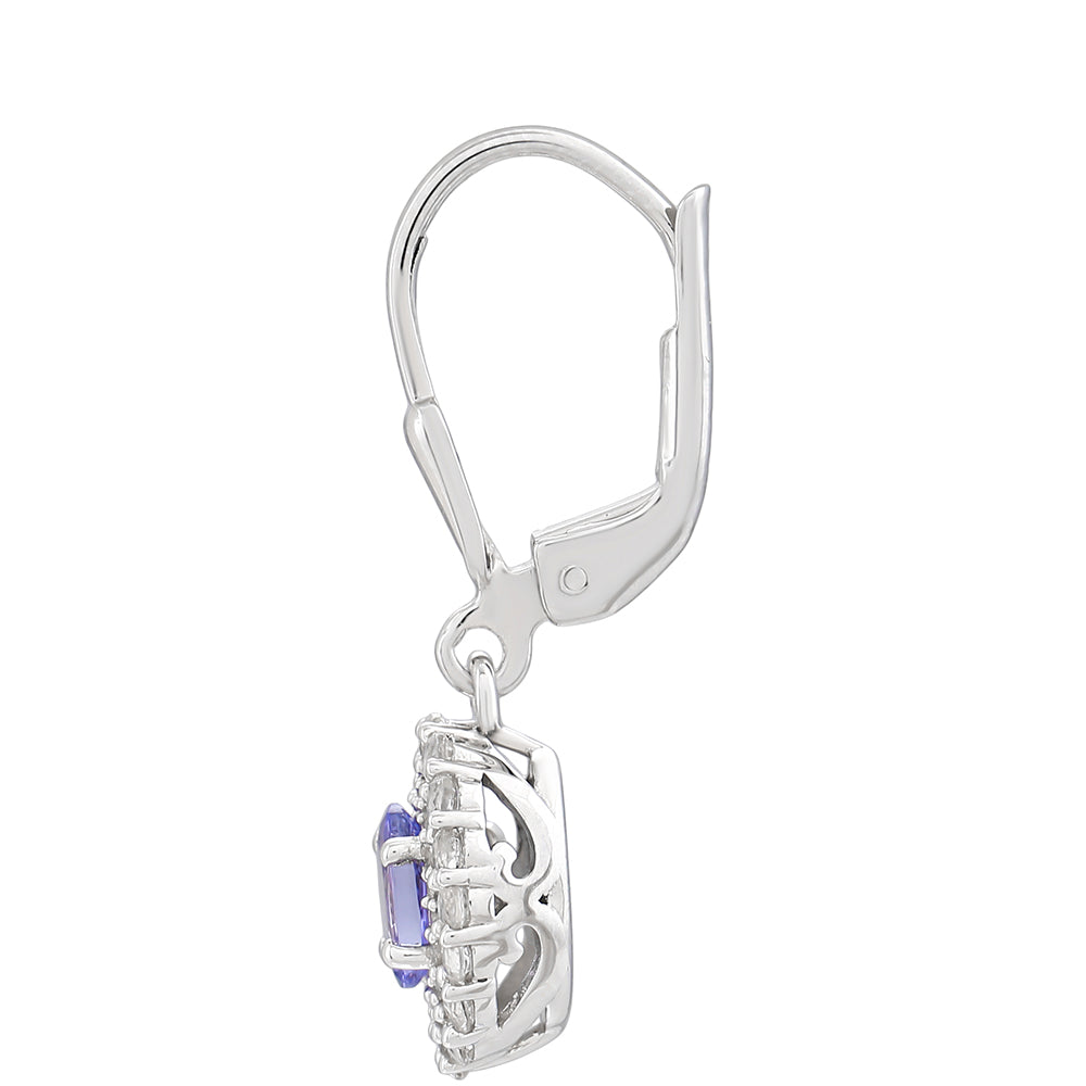 Ezüst Fülbevaló "AAA" Osztályú Tanzanittal és Fehér Topázzal 2 