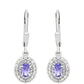 Ezüst Fülbevaló "AAA" Osztályú Tanzanittal és Fehér Topázzal