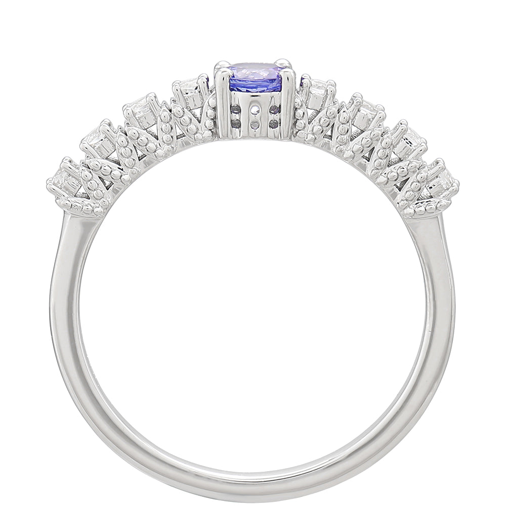 Ezüst Gyűrű "AAA" Osztályú Tanzanittal és Fehér Topázzal