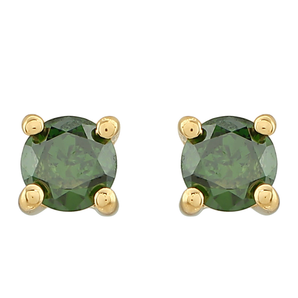 Arannyal Bevont Ezüst Fülbevaló Zöld Gyémánttal 1 