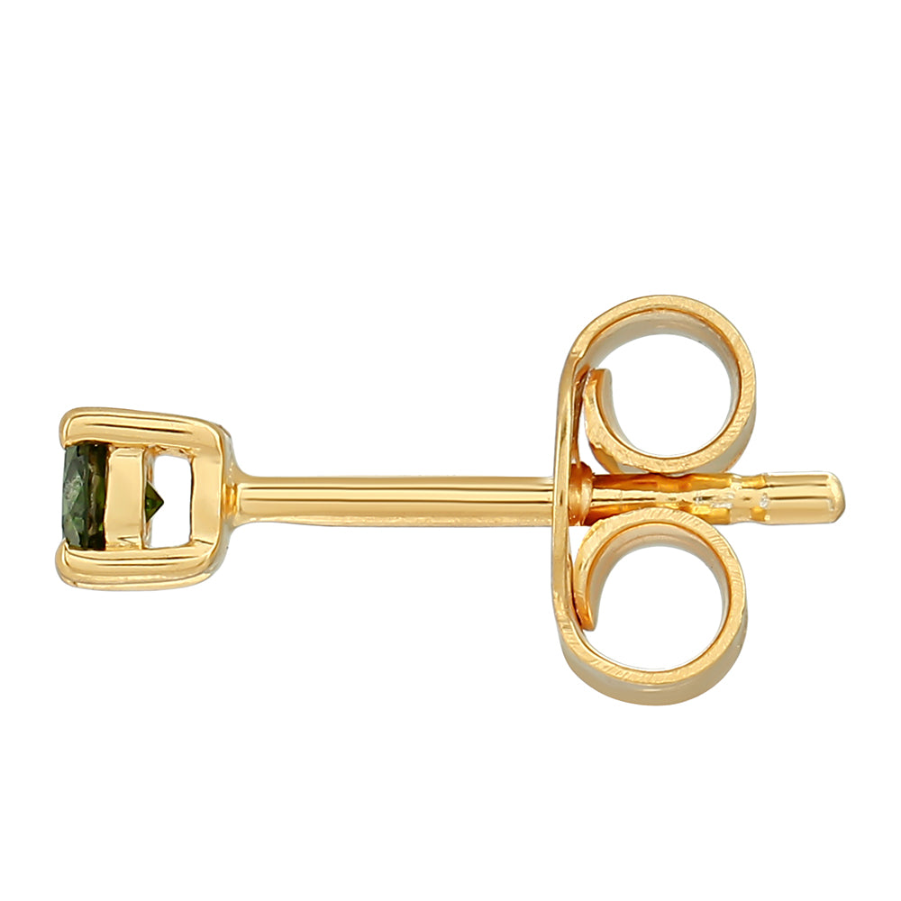 Arannyal Bevont Ezüst Fülbevaló Zöld Gyémánttal