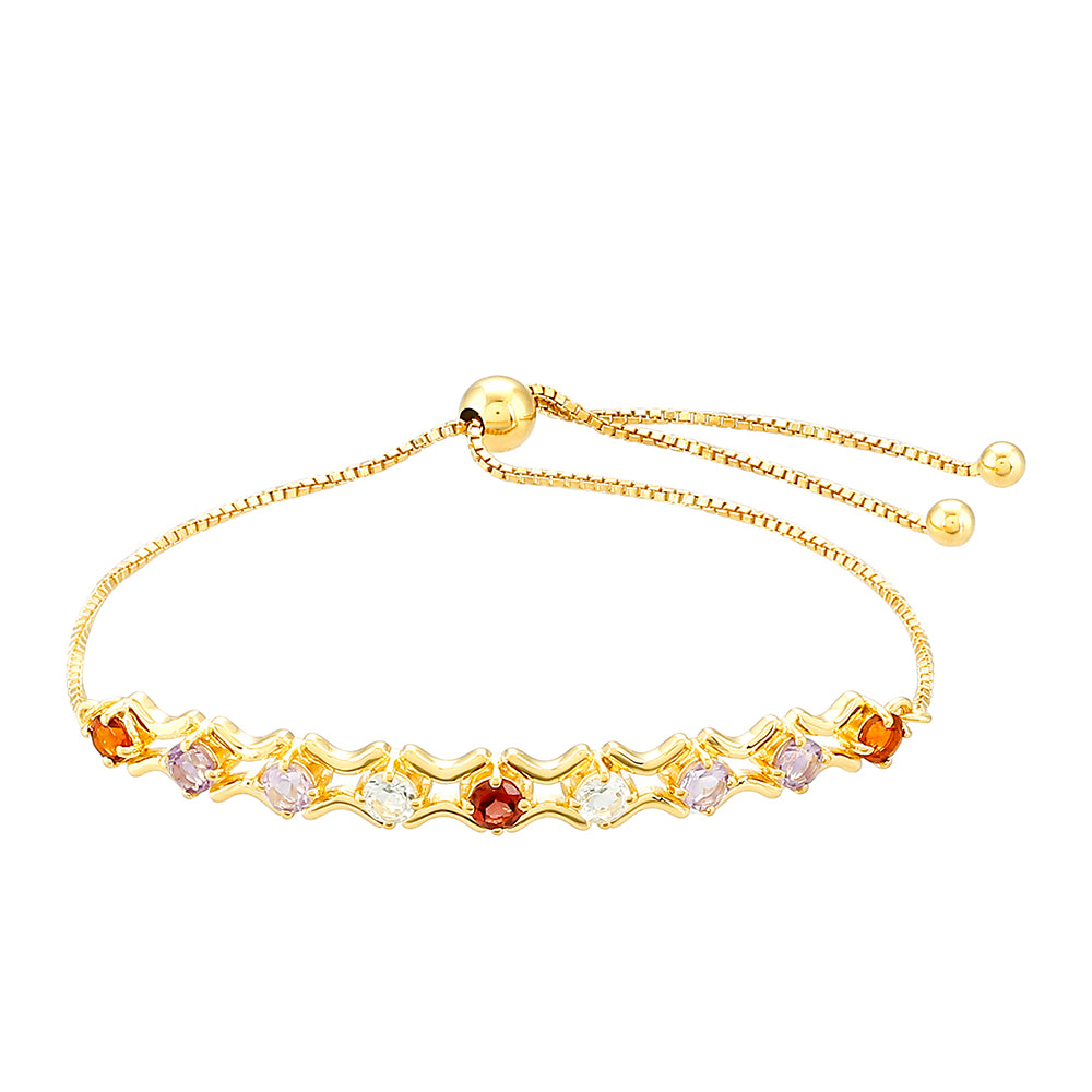 Arannyal Bevont Ezüst Karkötő Ametiszttel és Madeirai Citrinnel 1 