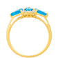Arannyal Bevont Ezüst Gyűrű Etiópiai Paraiba Kék Opállal és Fehér Topázzal