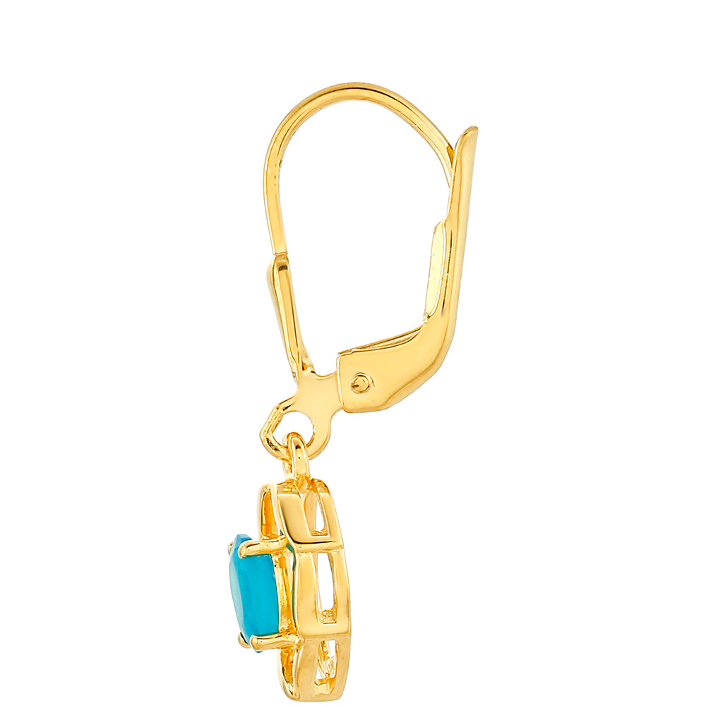 Arannyal Bevont Ezüst Fülbevaló Etiópiai Paraiba Kék Opállal 2 