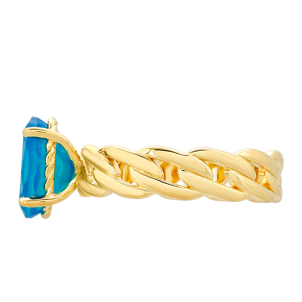 Arannyal Bevont Ezüst Gyűrű Etiópiai Paraiba Kék Opállal 2 