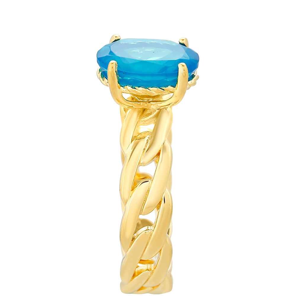 Arannyal Bevont Ezüst Gyűrű Etiópiai Paraiba Kék Opállal 3 