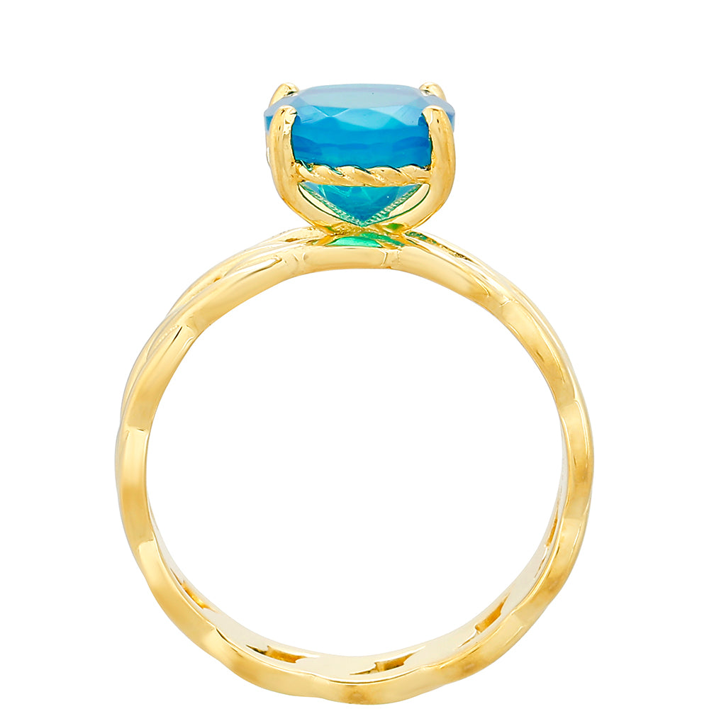 Arannyal Bevont Ezüst Gyűrű Etiópiai Paraiba Kék Opállal 4 