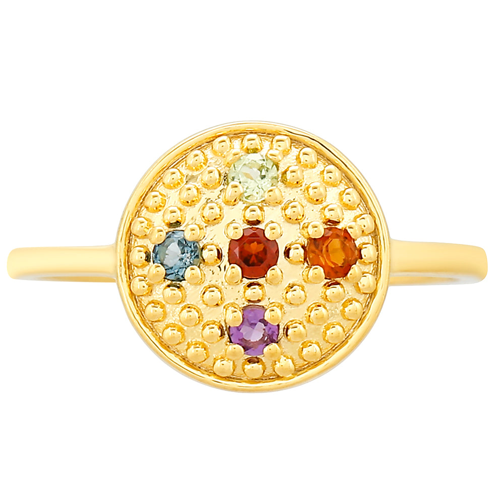 Arannyal Bevont Ezüst Gyűrű Ametiszttel és Madeirai Citrinnel