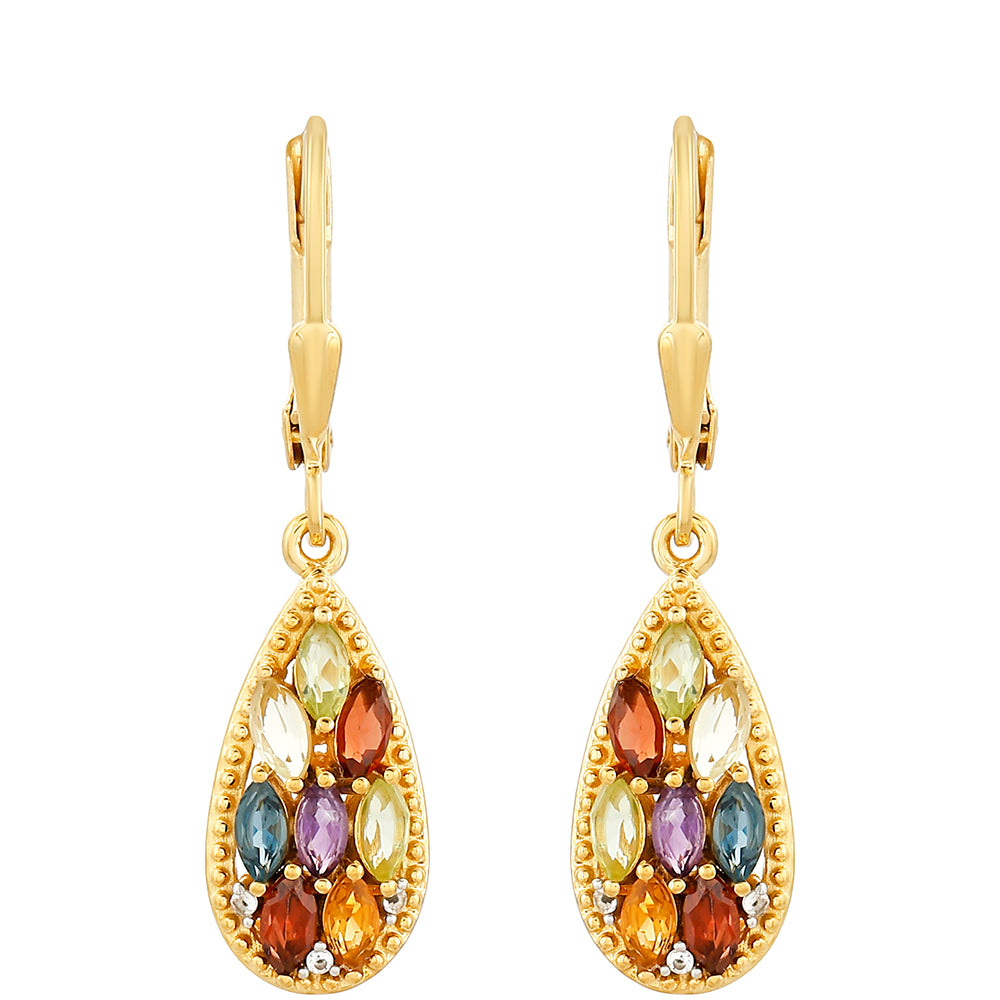 Arannyal Bevont Ezüst Fülbevaló Ametiszttel és Citrinnel 1 