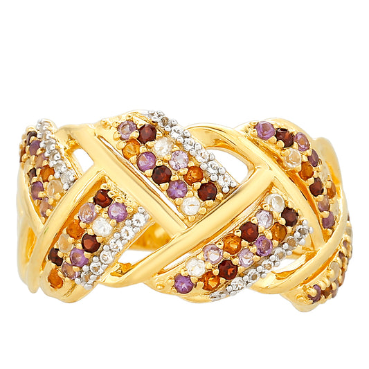 Arannyal Bevont Ezüst Gyűrű Ametiszttel és Madeirai Citrinnel