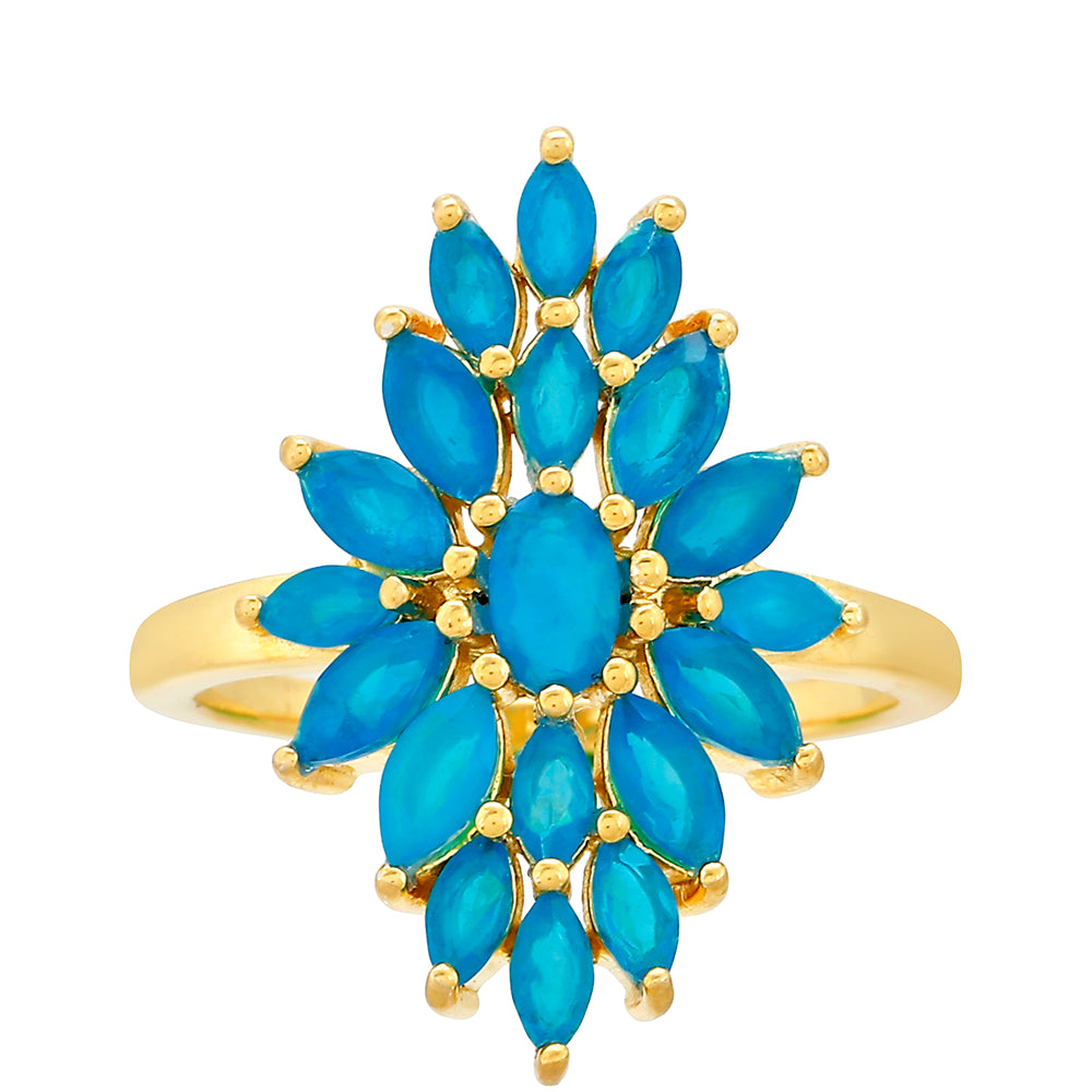 Arannyal Bevont Ezüst Gyűrű Etiópiai Paraiba Kék Opállal