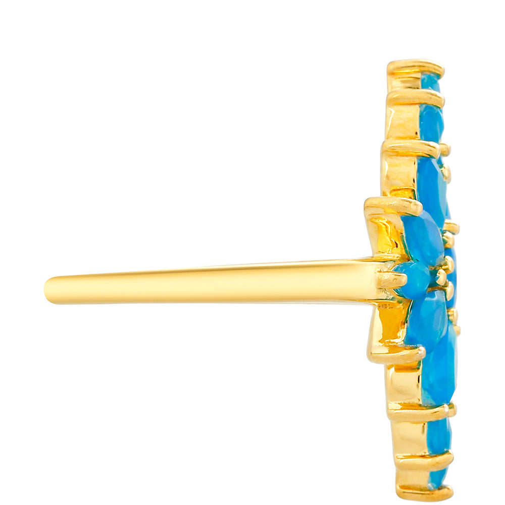 Arannyal Bevont Ezüst Gyűrű Etiópiai Paraiba Kék Opállal