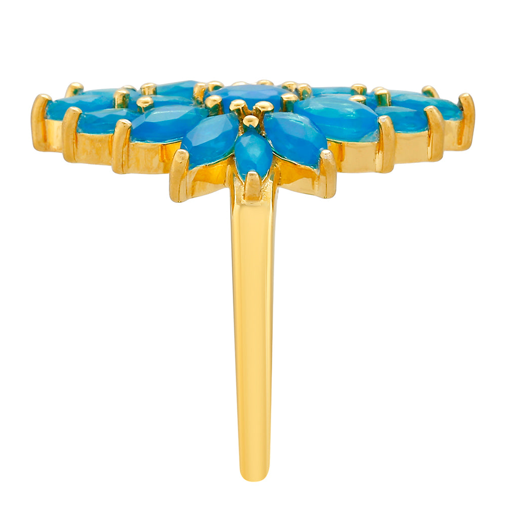 Arannyal Bevont Ezüst Gyűrű Etiópiai Paraiba Kék Opállal 3 