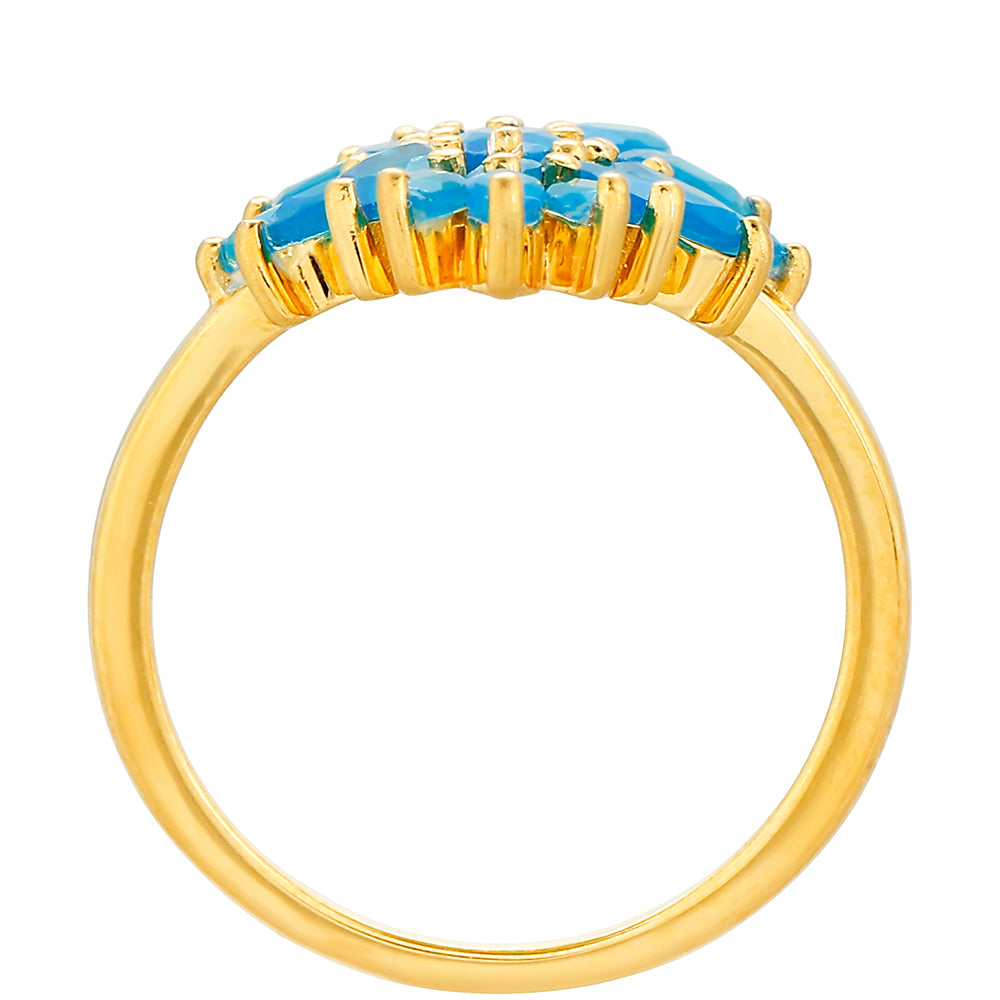 Arannyal Bevont Ezüst Gyűrű Etiópiai Paraiba Kék Opállal