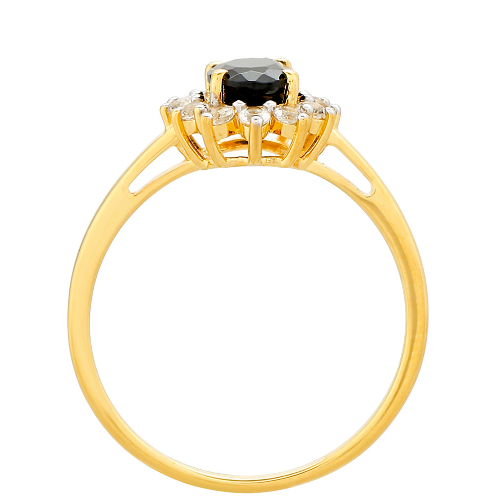Arannyal Bevont Ezüst Gyűrű Fekete Turmalinnal és Fehér Topázzal 4 