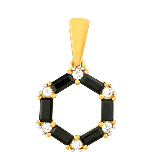Arannyal Bevont Ezüst Medál Fekete Turmalinnal és Fehér Topázzal