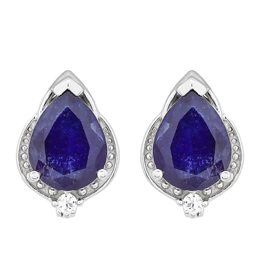 Ezüst Fülbevaló Thai Zafírral és Fehér Topázzal 1 