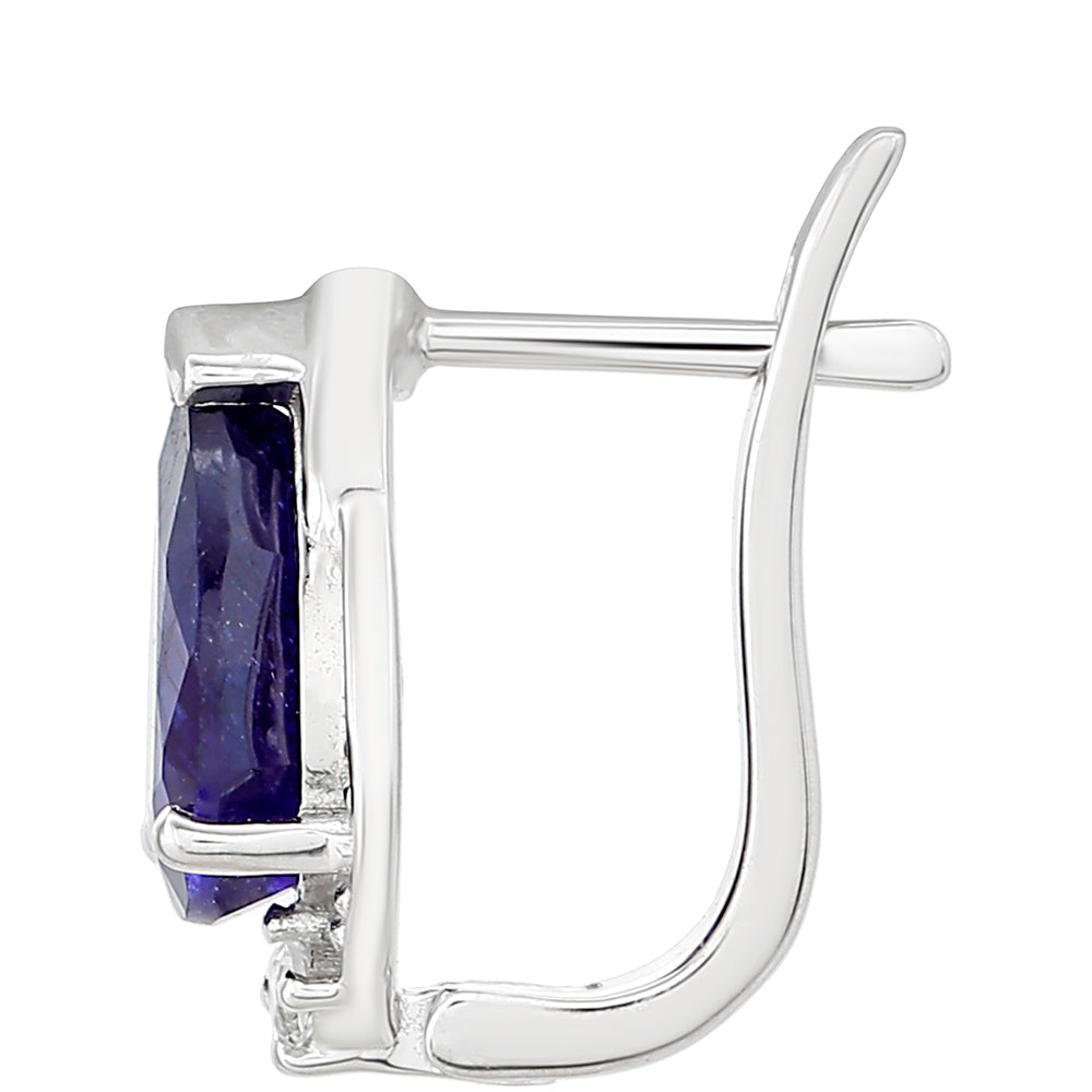 Ezüst Fülbevaló Thai Zafírral és Fehér Topázzal