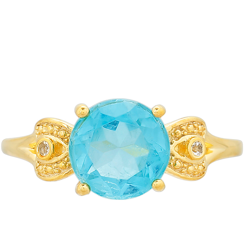 Arannyal Bevont Ezüst Gyűrű Paraiba Kvarccal és Fehér Topázzal 1 