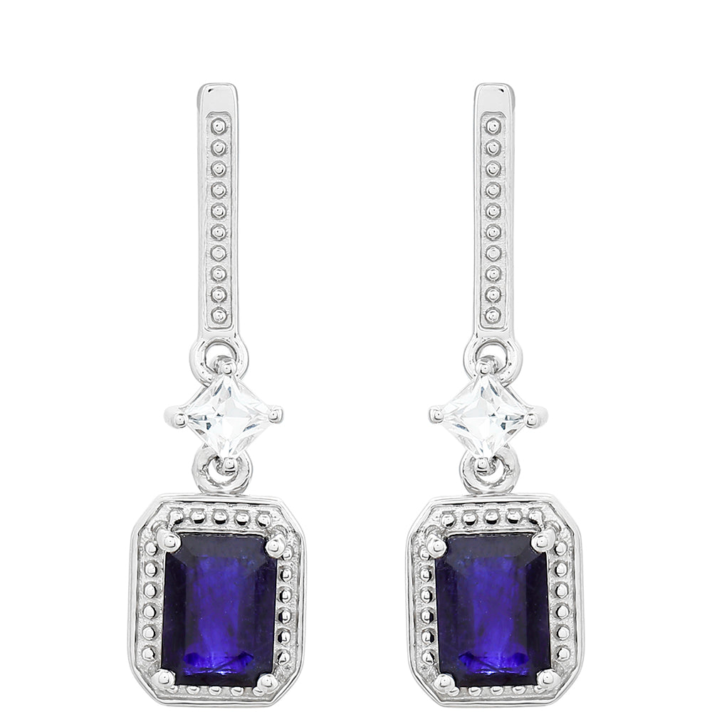 Ezüst Fülbevaló Thai Zafírral és Fehér Topázzal 1 